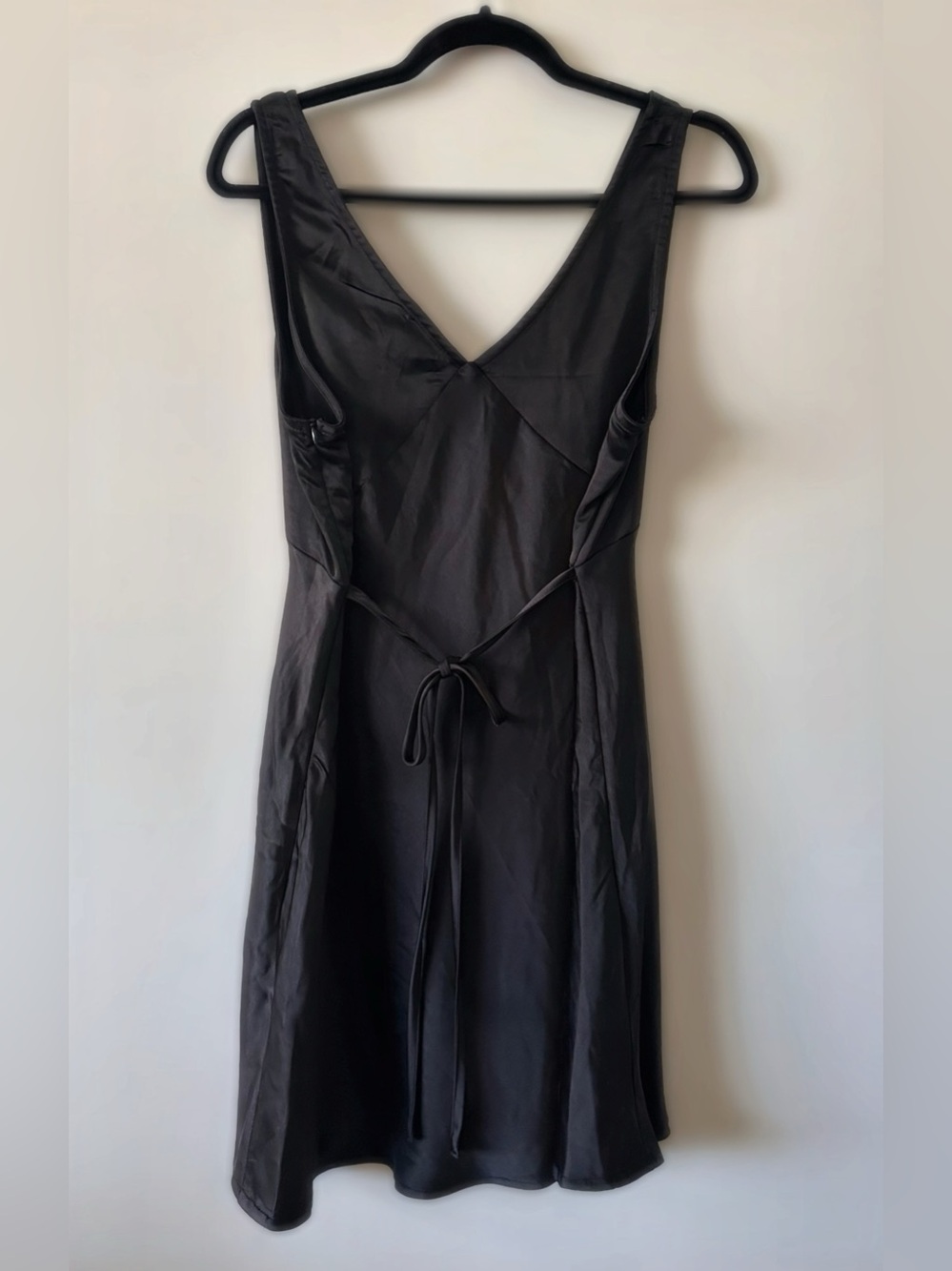 Princess Polly Black Satin V-Neck Slip Dress - Picture 3 of 3